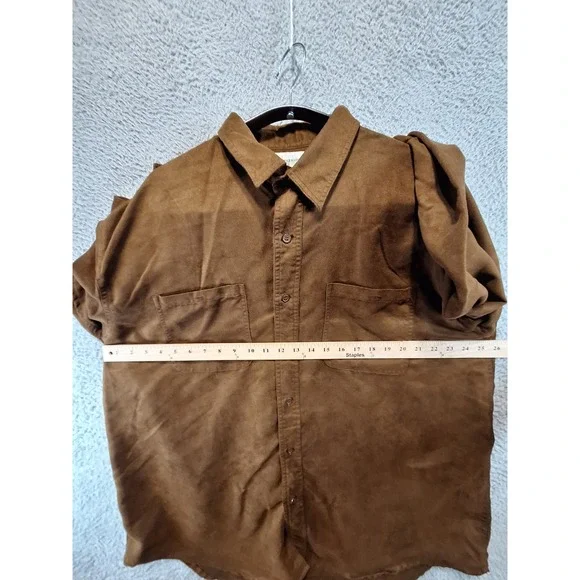 Knightsbridge Button Up Shirt XL Brown Faux Suede Streetwear Workwear Gorpcore - Picture 5 of 7